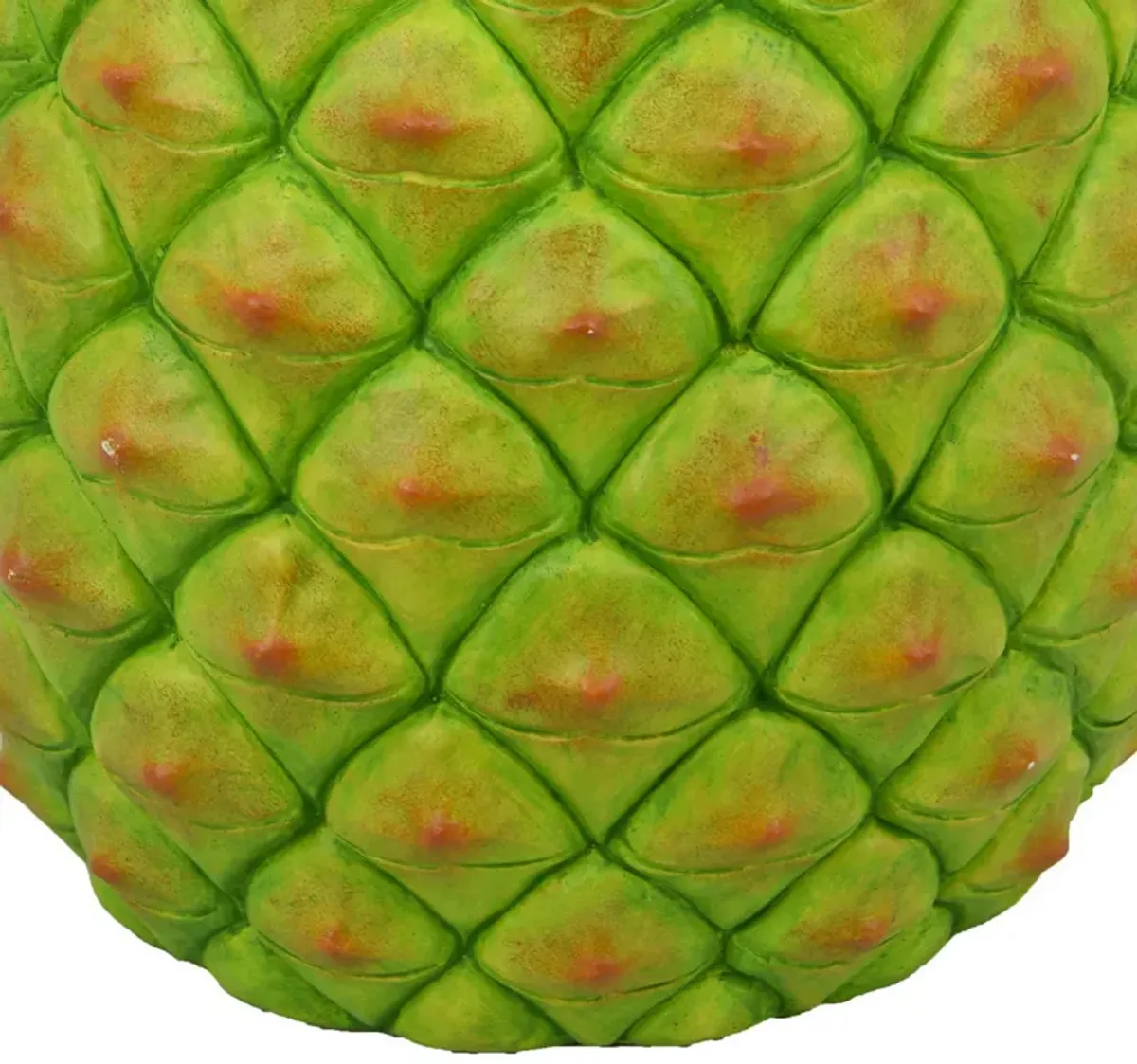 Venta Pineapple Table Garden Stool, Yellow, Green Resin, Round 17 Inch - Benzara