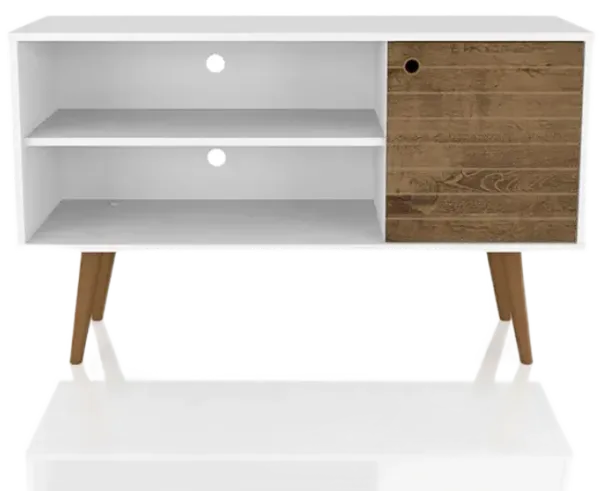 Liberty Small TV Stand in White and Brown