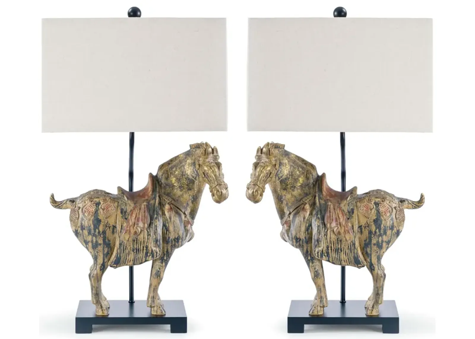 Dynasty Horse Table Lamps Pair