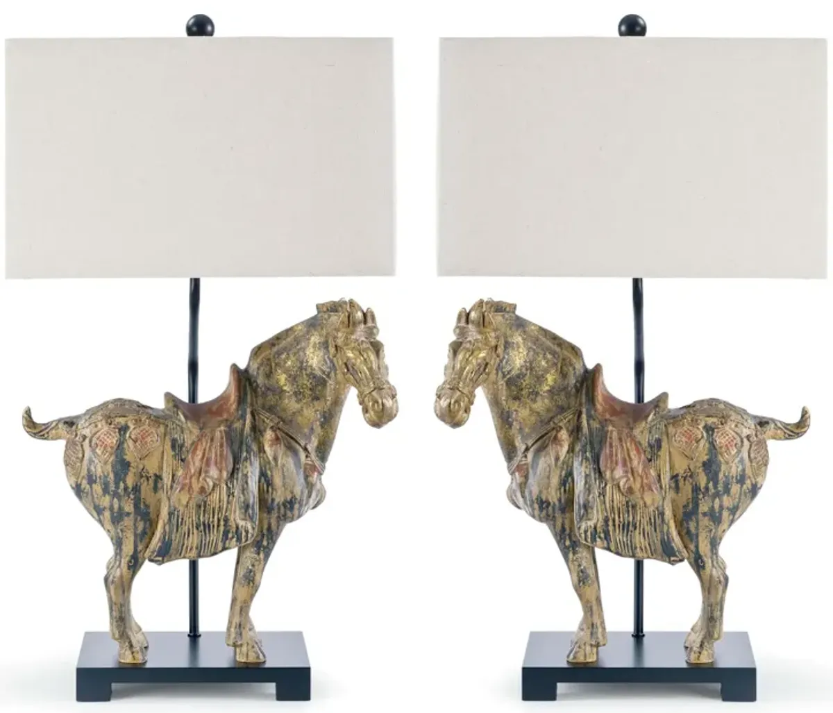 Dynasty Horse Table Lamps Pair