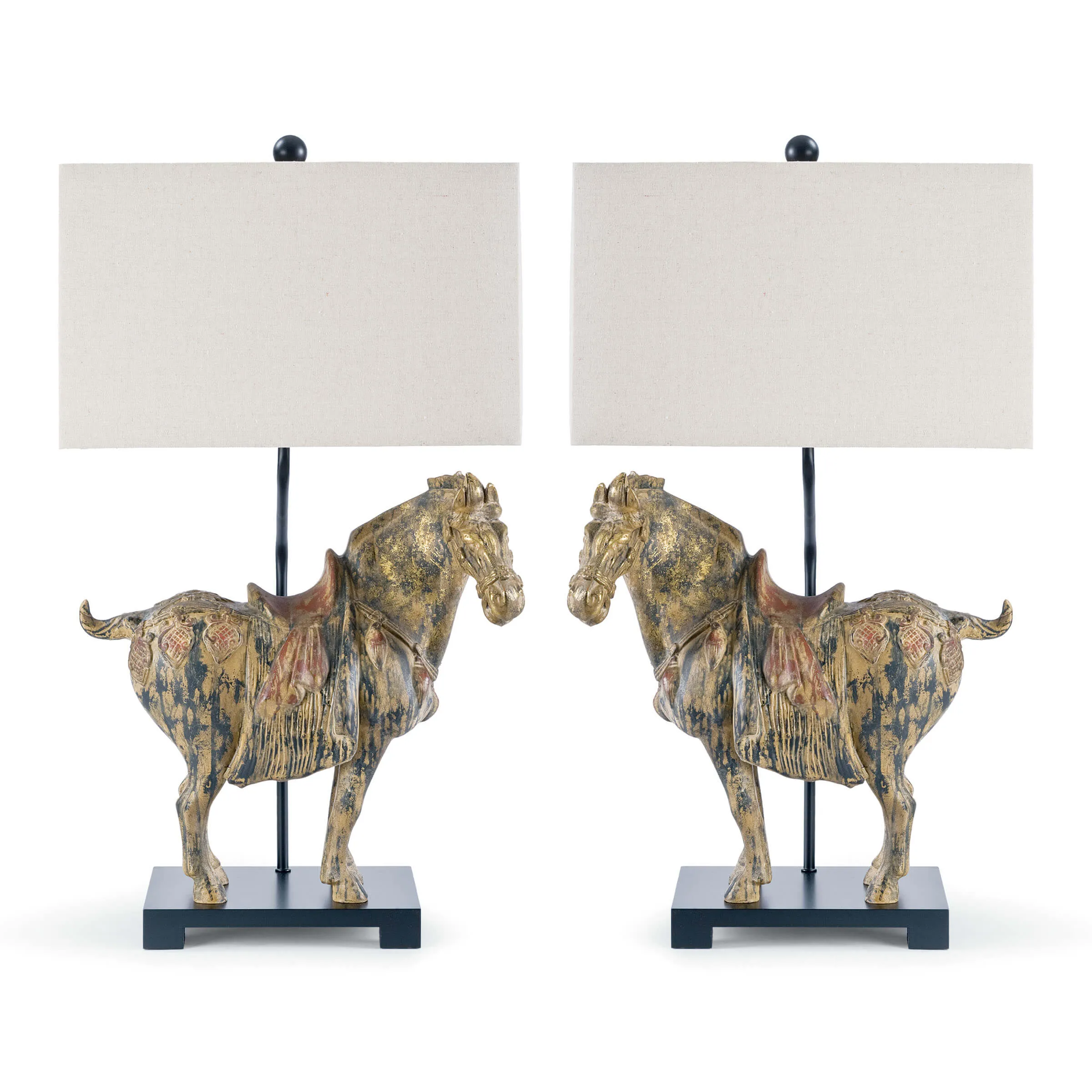 Dynasty Horse Table Lamps Pair