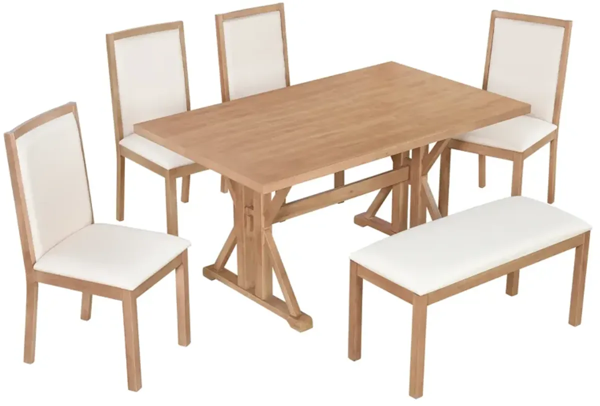 Merax Farmhouse Classical 6-Piece Dining Table Set