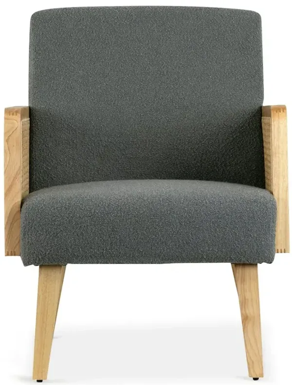 Glamour Home Ayaki Gray Woven Accent Chair with Rattan Arms