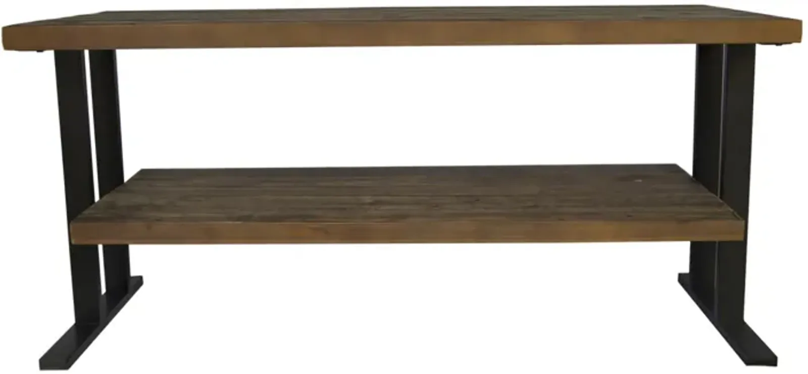 Media Console Table With One Shelf To Your Home Decor, Natural Reclaimed Wood And Black Finish