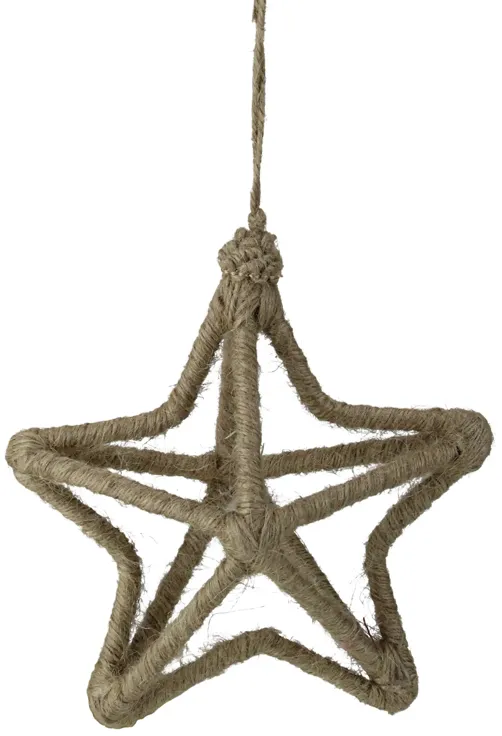 12" Beige 5 Point Star Jute Wrapped Christmas Ornament