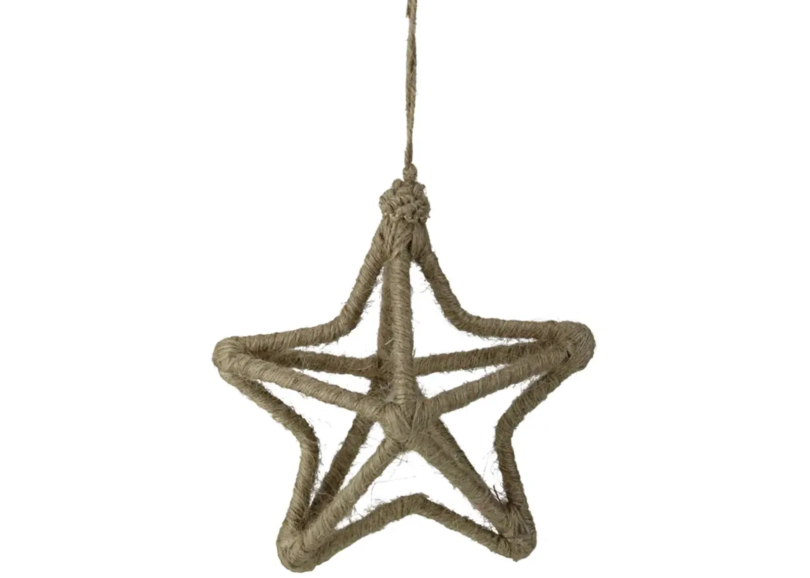 12" Beige 5 Point Star Jute Wrapped Christmas Ornament