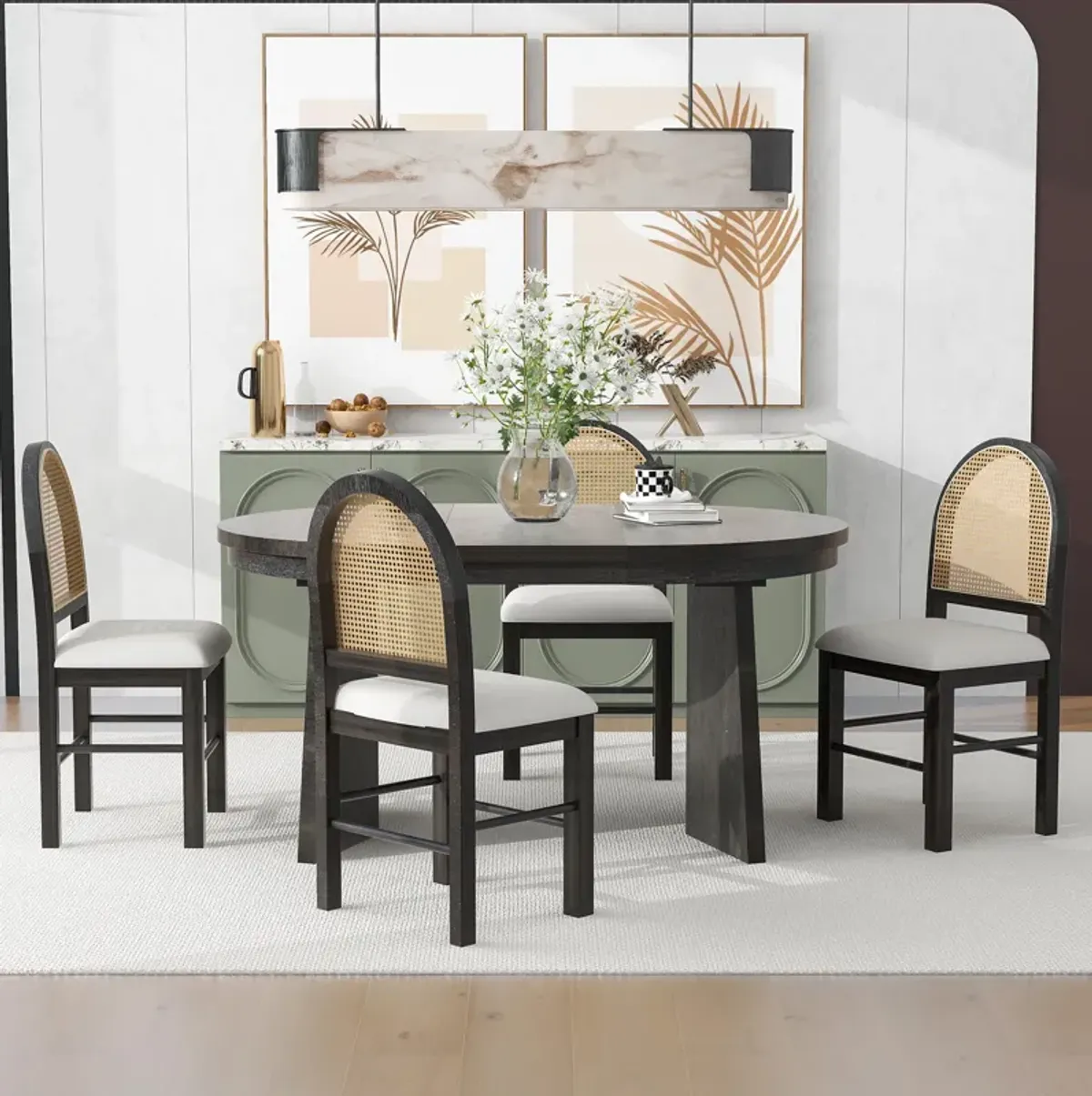 Merax 5-Piece Retro Functional Dining Set