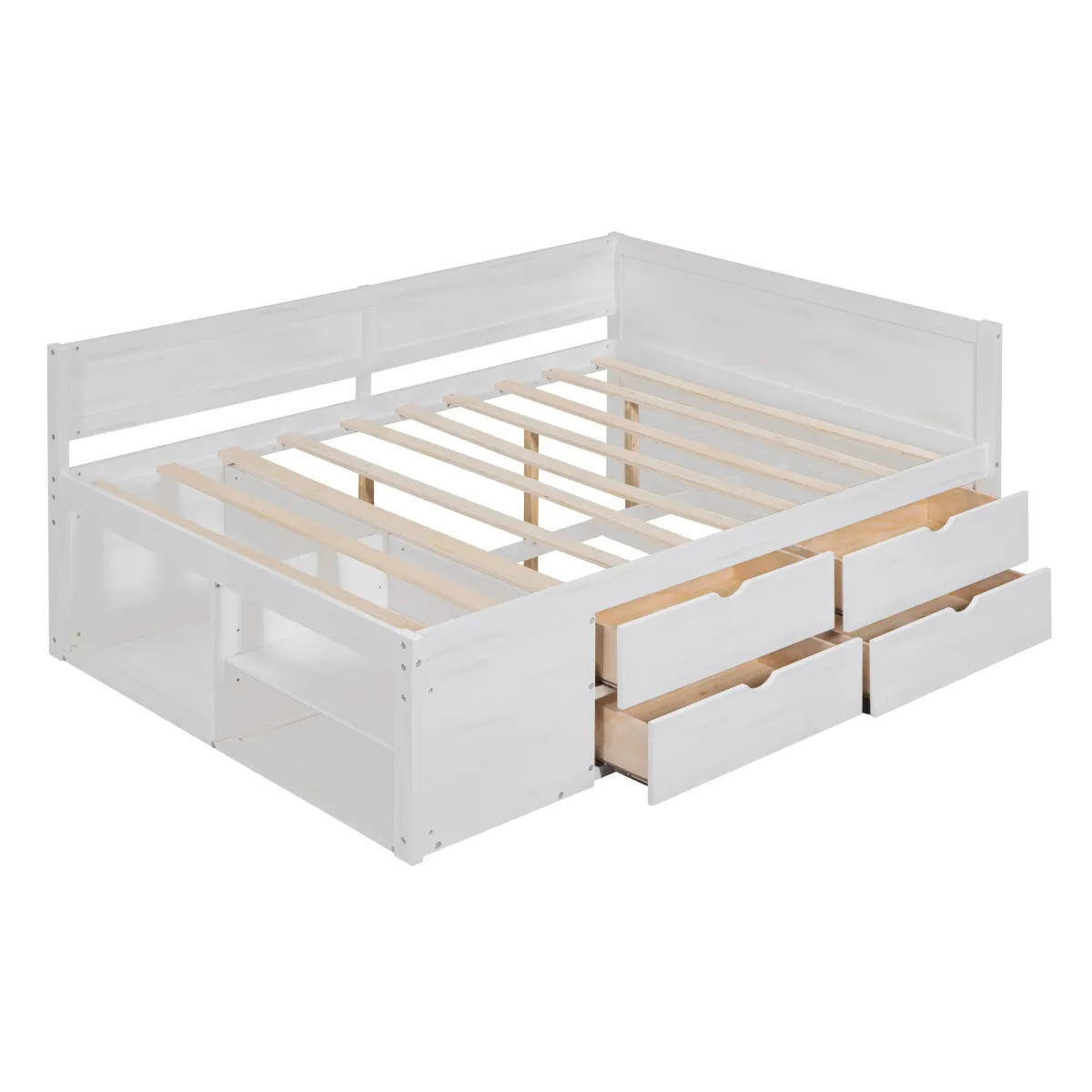 Whisen Elegant Design Full Size Daybed with Drawers and Shelves