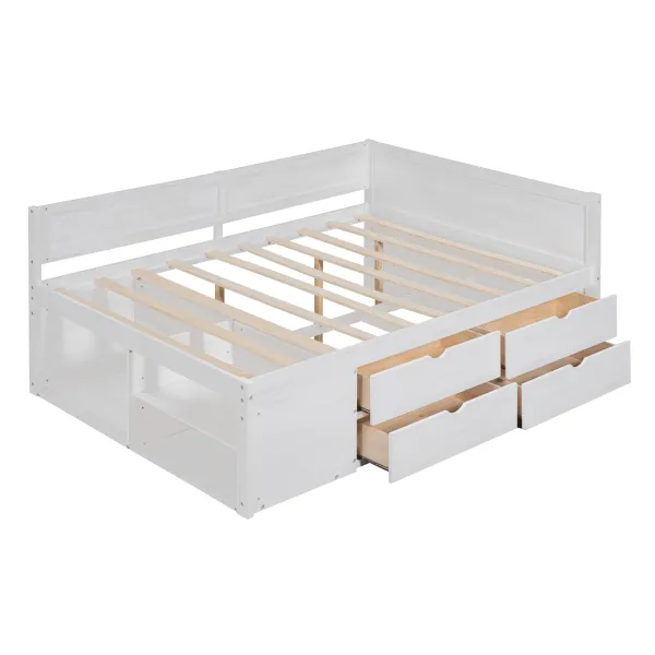 Whisen Elegant Design Full Size Daybed with Drawers and Shelves
