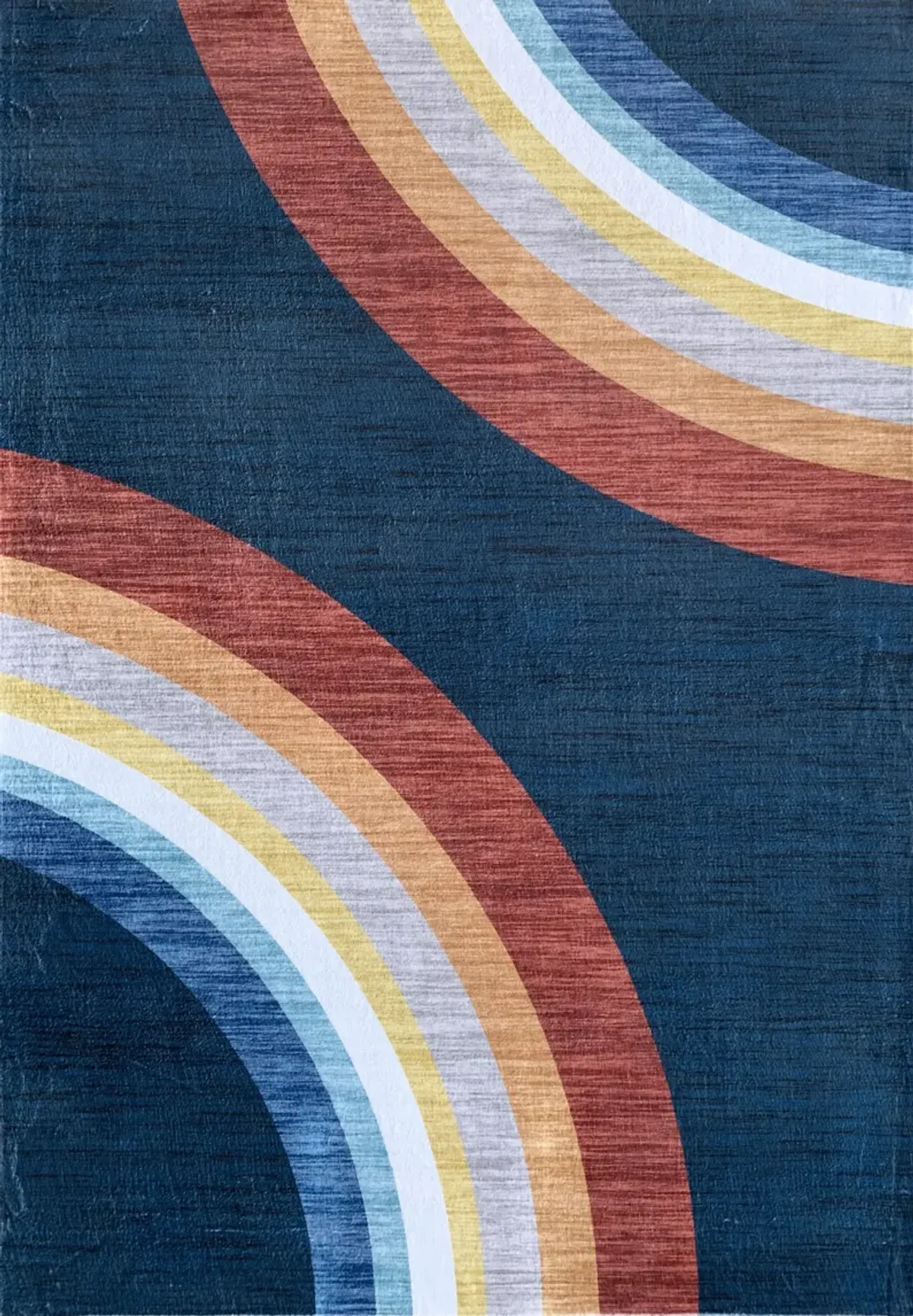 Soft Steps Playtime Rainbow Navy Indoor Soft Area Rug