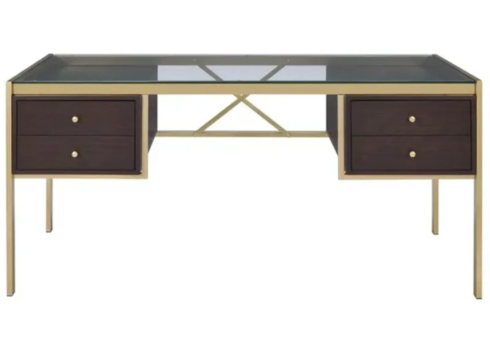 Yumia Desk in Gold & Clear Glass 92785