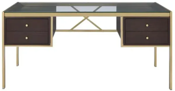 Yumia Desk in Gold & Clear Glass 92785