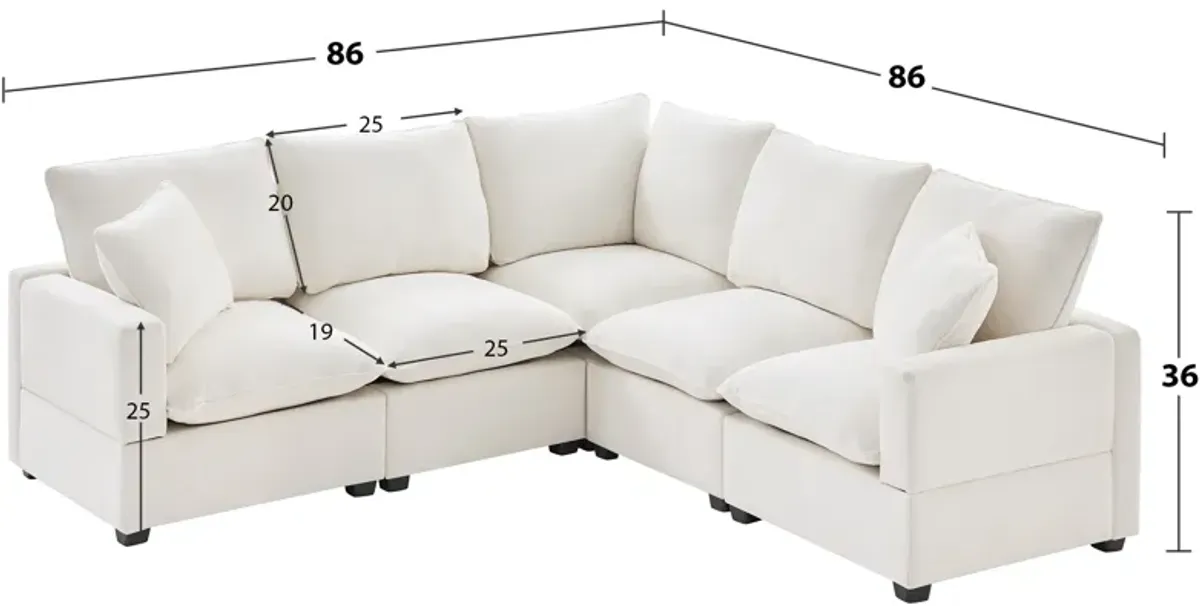 Merax Modern U Shape Modular Sofa with 2 Pillows