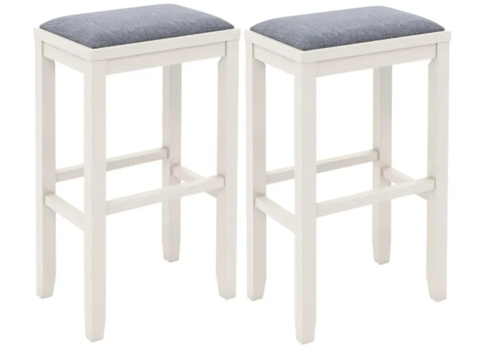 Hivvago 2 Pieces 31 Inch Upholstered Bar Stool Set with Solid Rubber Wood Frame and Footres