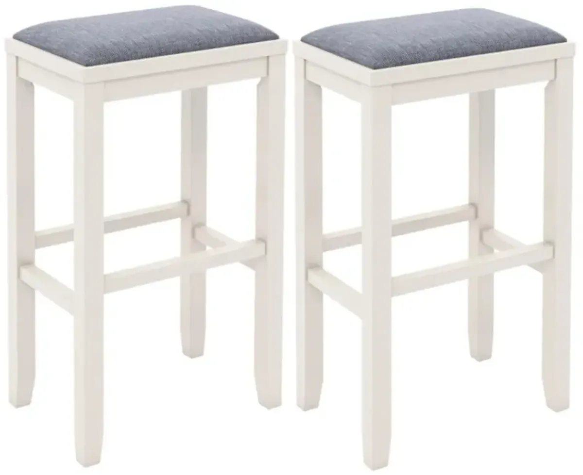 Hivvago 2 Pieces 31 Inch Upholstered Bar Stool Set with Solid Rubber Wood Frame and Footres