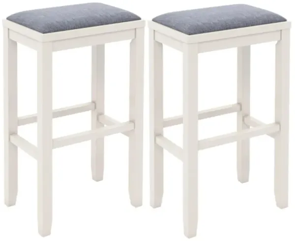Hivvago 2 Pieces Upholstered Bar Stool Set with Solid Rubber Wood Frame and Footres
