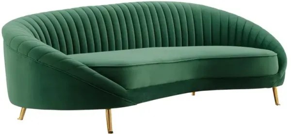 Modway Camber Channel Tufted Performance Velvet Sofa in Emerald