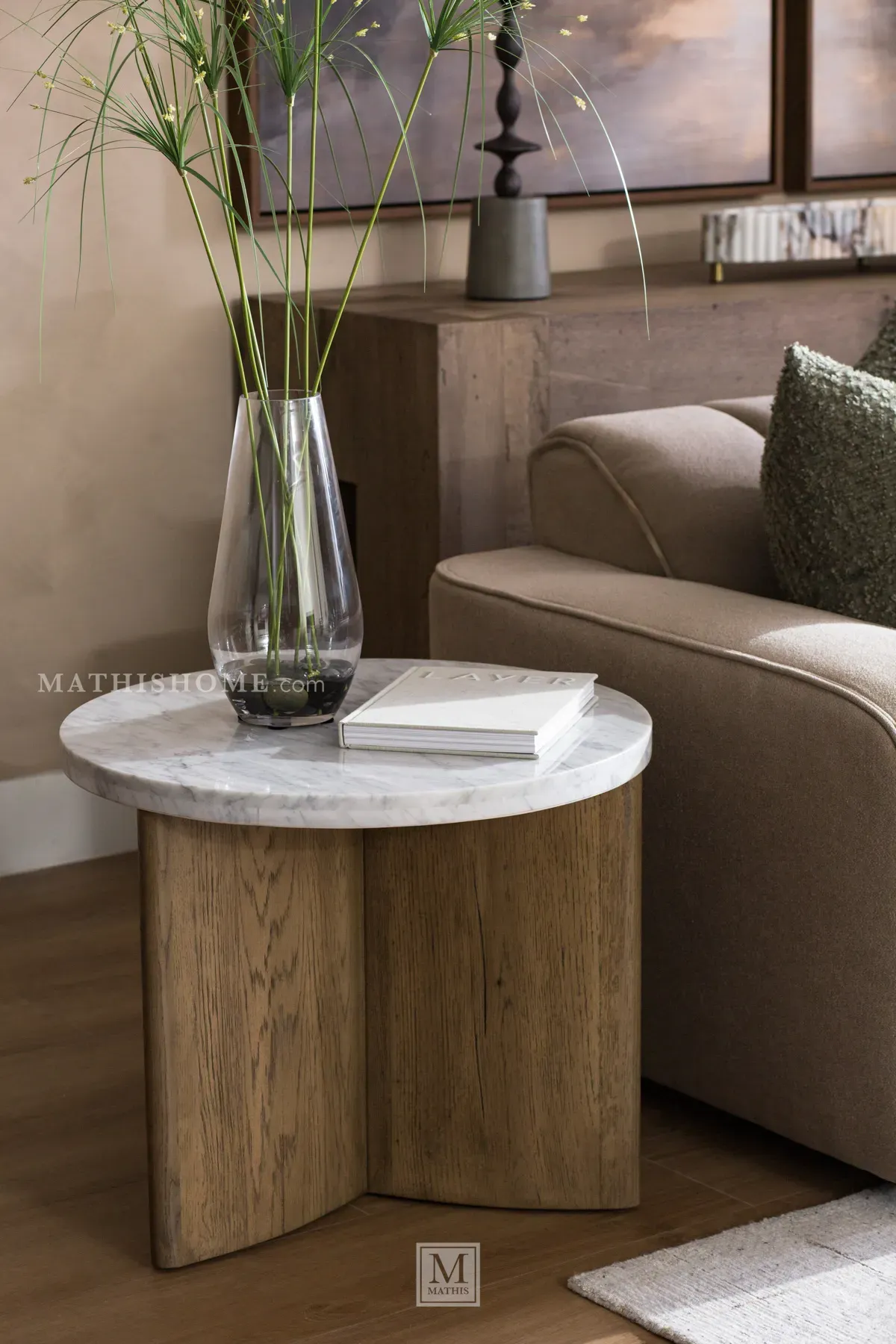 Abaso Console Table in Rustic Wormwood Oak