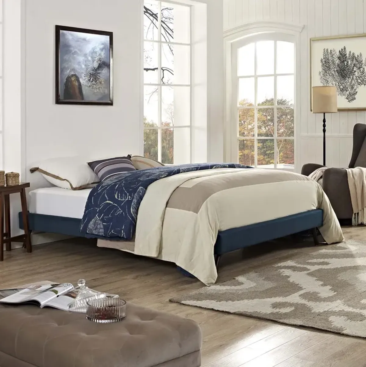 Modway - Loryn Queen Fabric Bed Frame with Round Splayed Legs