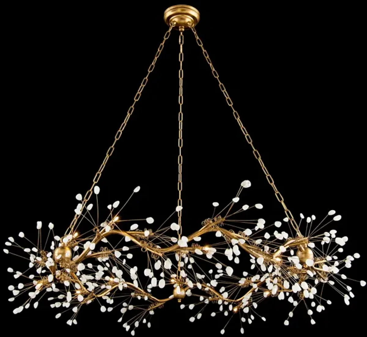 Waving Twelve-Light Stone Quartz Chandelier