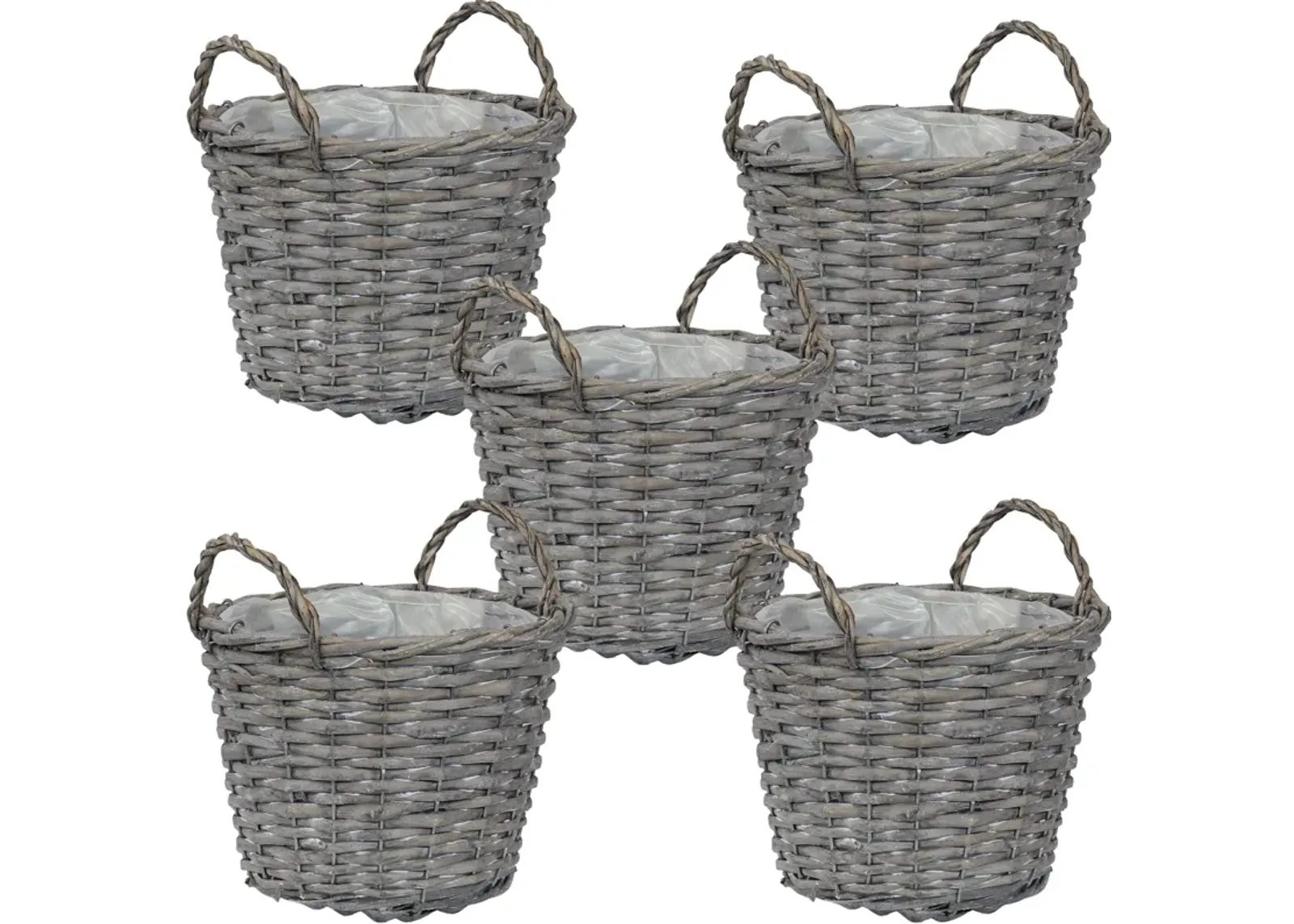 Sunnydaze 8 in Rattan Wicker Basket Planters with Handles/Lining - Set of 5