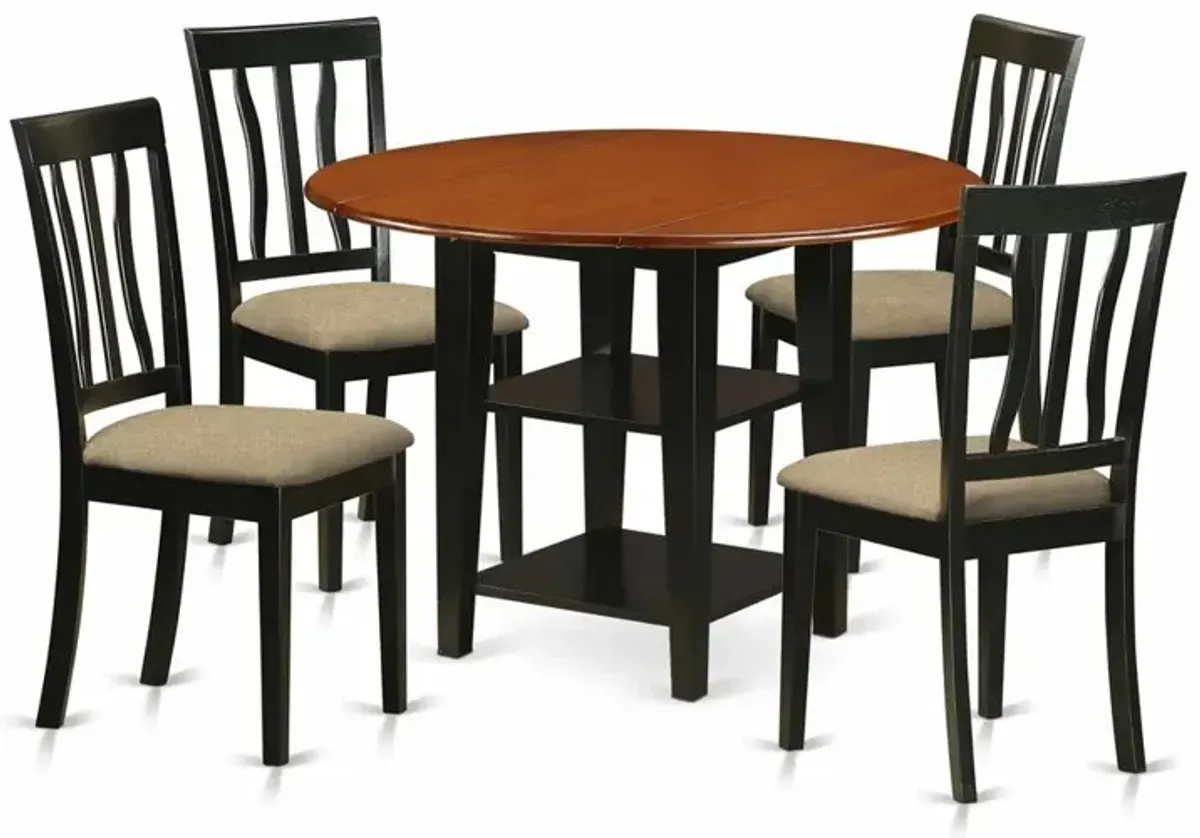 Dining Room Set Black & Cherry, SUAN5-BCH-C