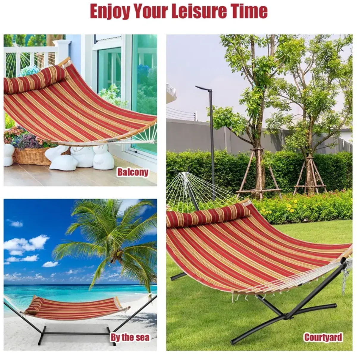 Outdoor Hammock with Detachable Pillow