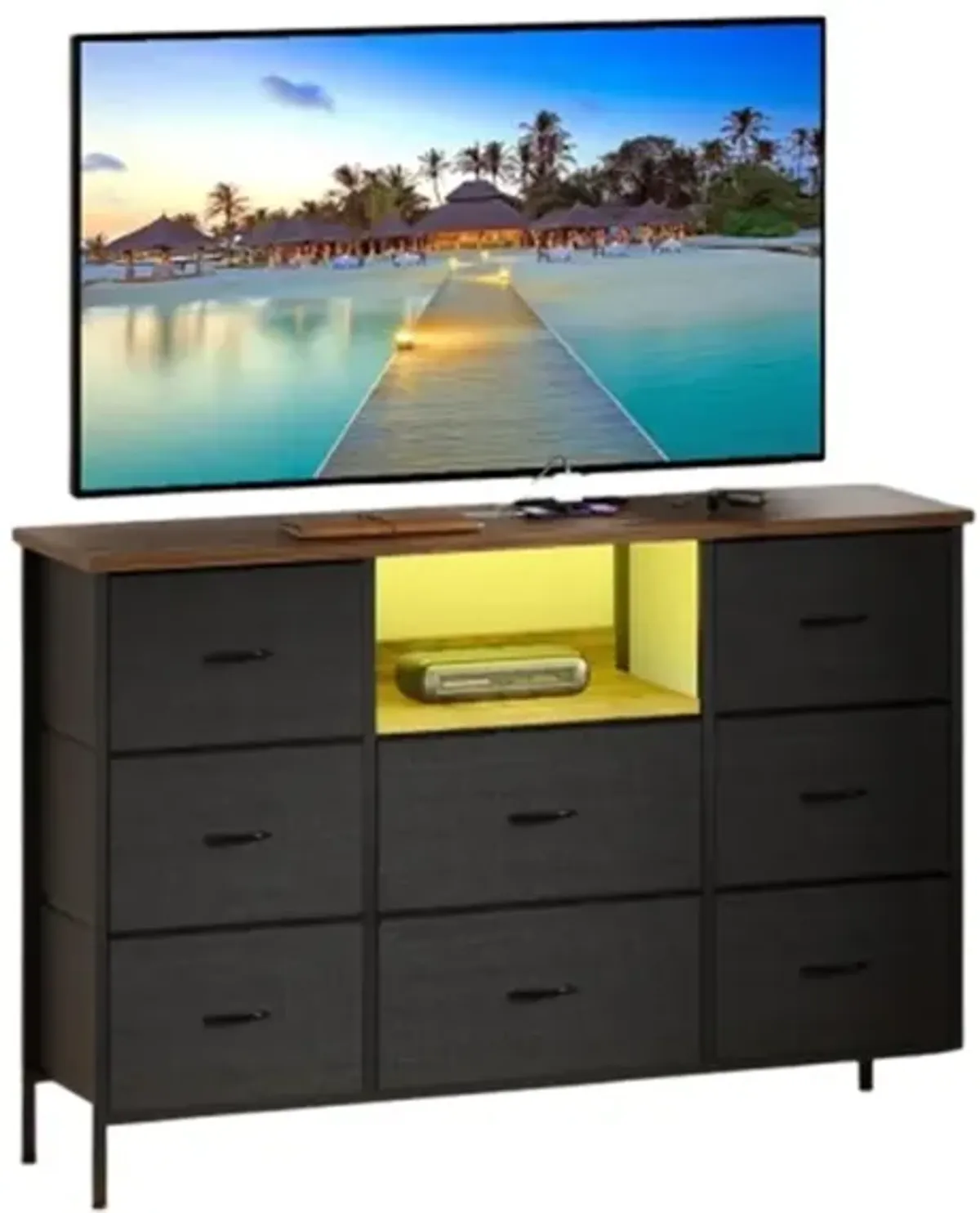 Dresser TV Stand with 8 Drawers for 55" TV,Black
