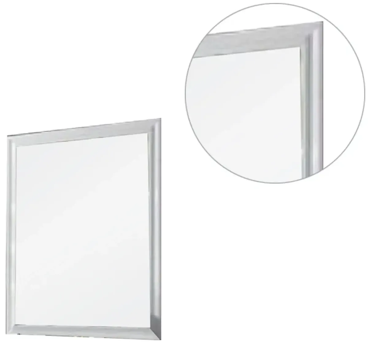 Tyra 39 Inch Wall Mirror, Rectangular Wood Frame, White-Benzara