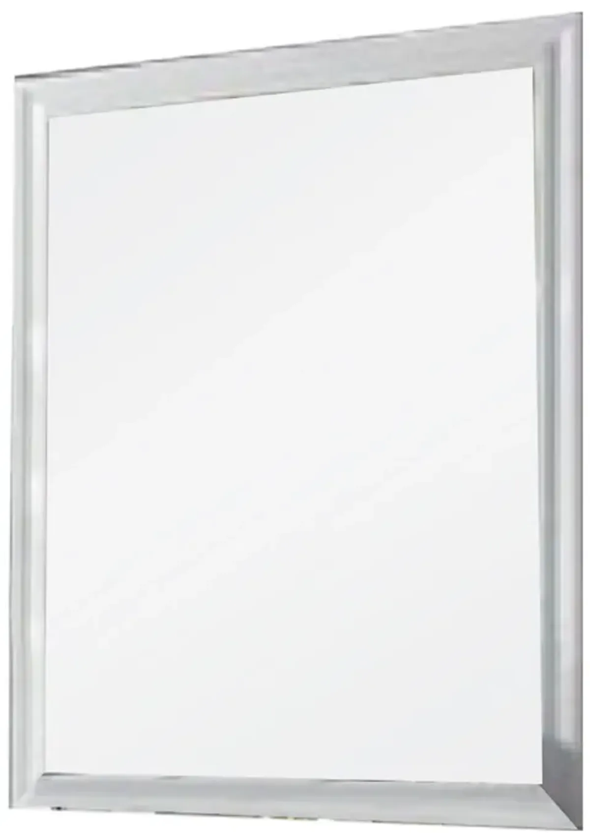 Tyra 39 Inch Wall Mirror, Rectangular Wood Frame, White-Benzara