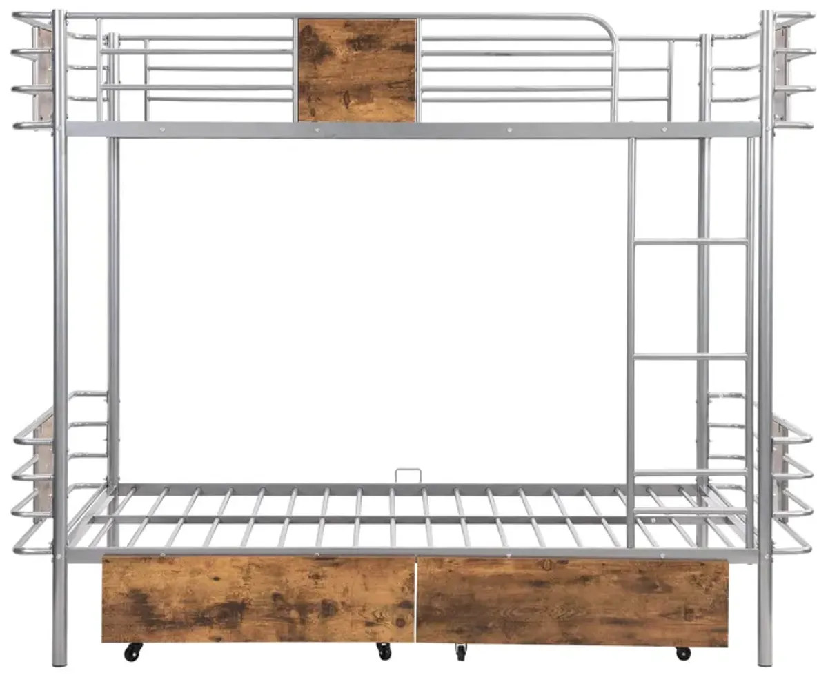 Merax Metal Frame Bunk Bed with 2 Storage Drawers