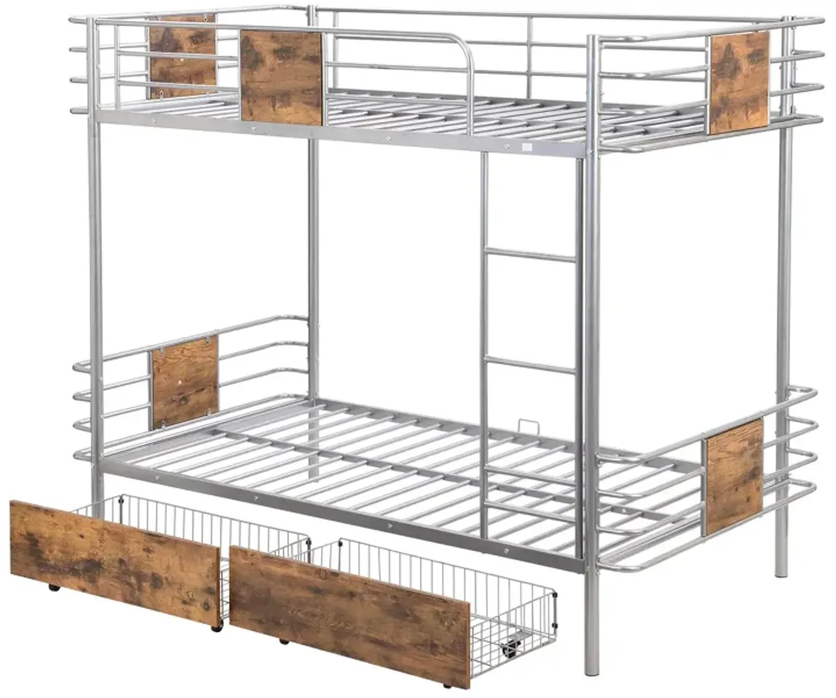 Merax Metal Frame Bunk Bed with 2 Storage Drawers