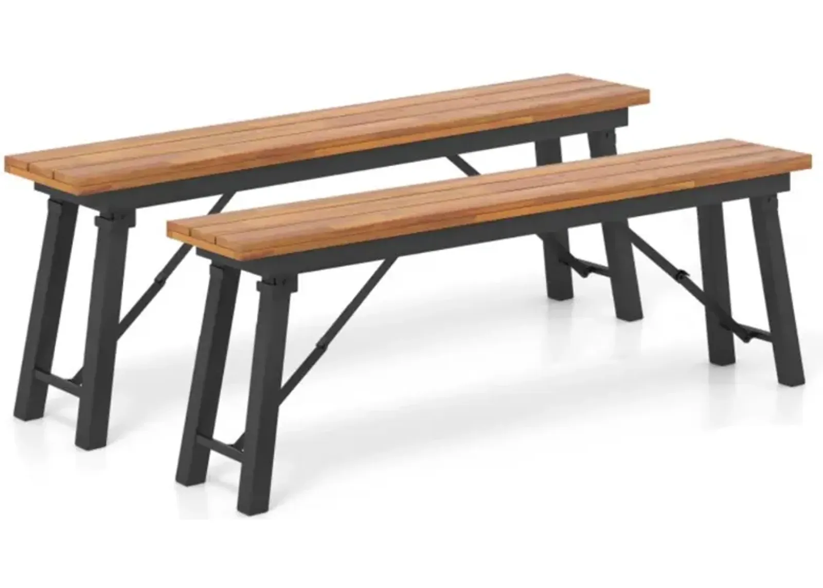 Hivvago Folding Picnic Bench Set Rectangular Acacia Wood Dining Camping BBQ Benches