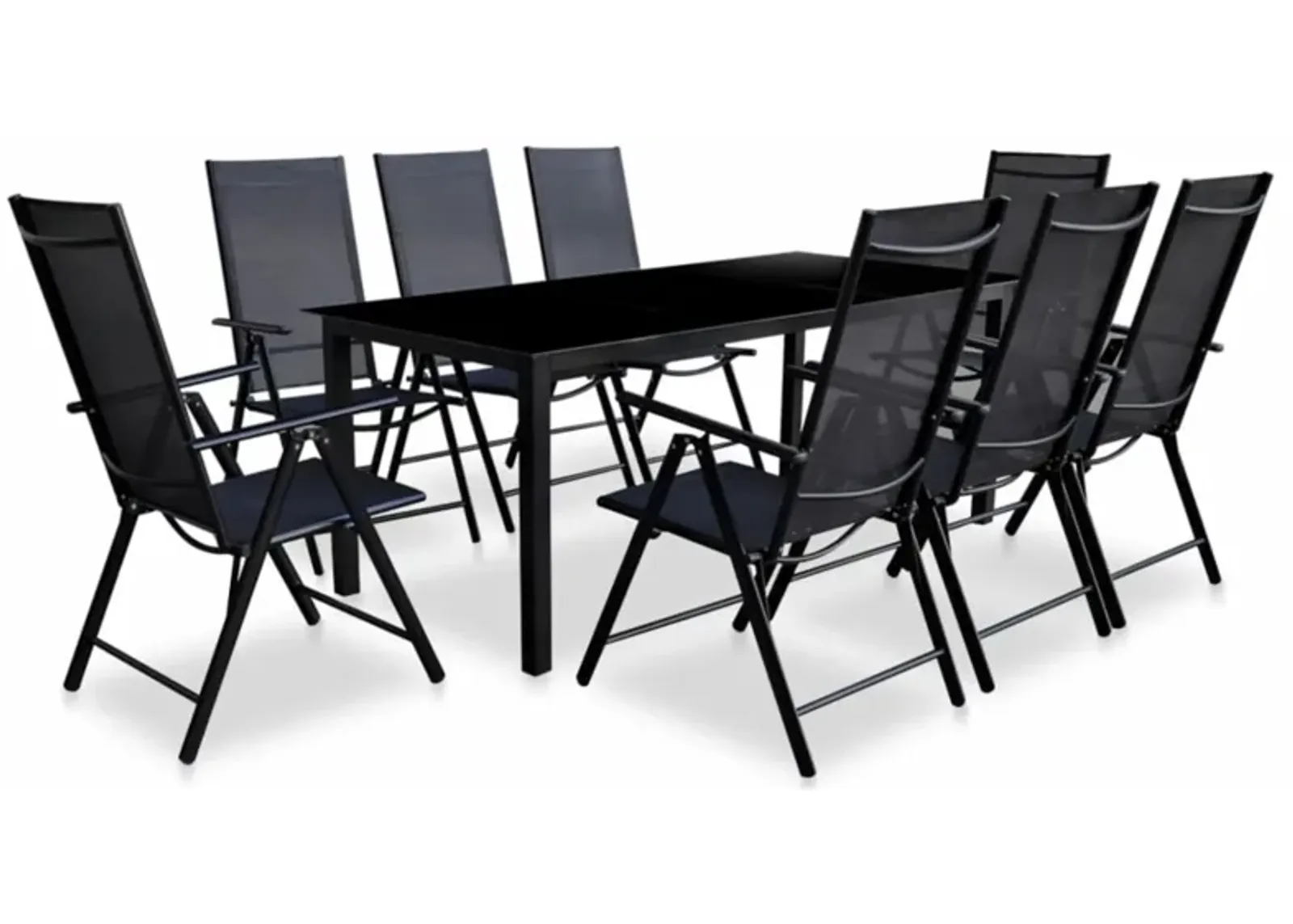 vidaXL 9 Piece Folding Outdoor Dining Set Aluminium Black