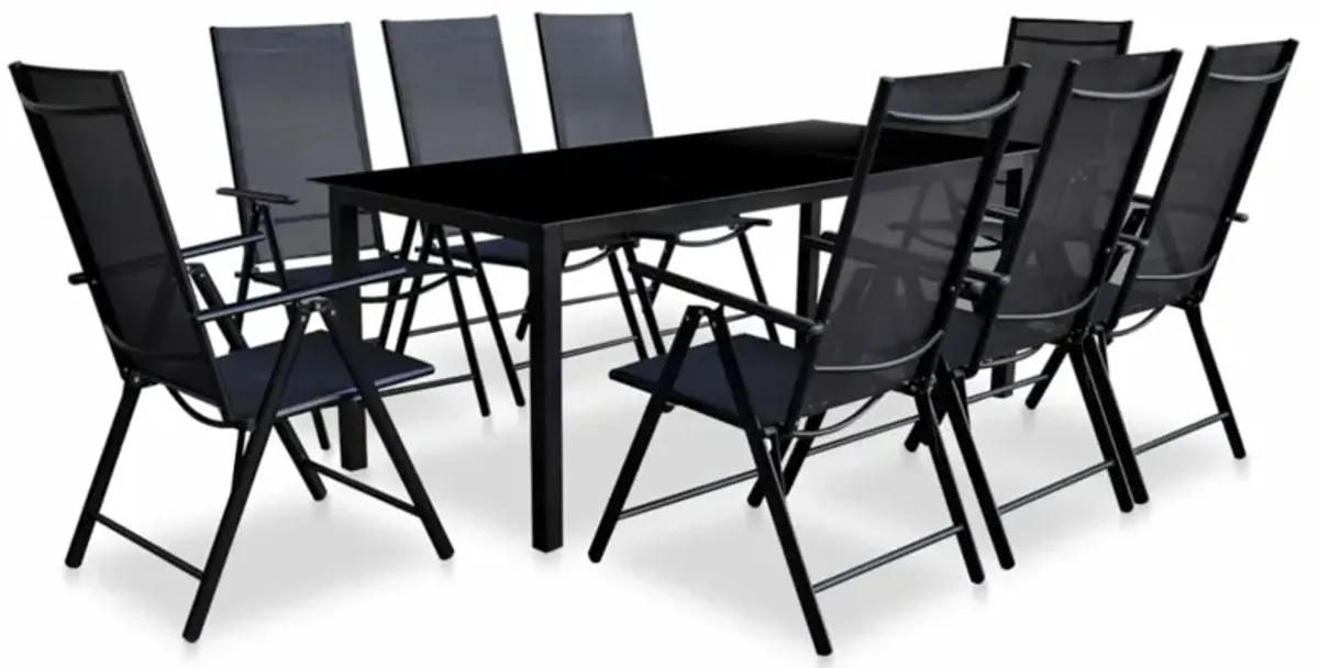 vidaXL 9 Piece Folding Outdoor Dining Set Aluminium Black