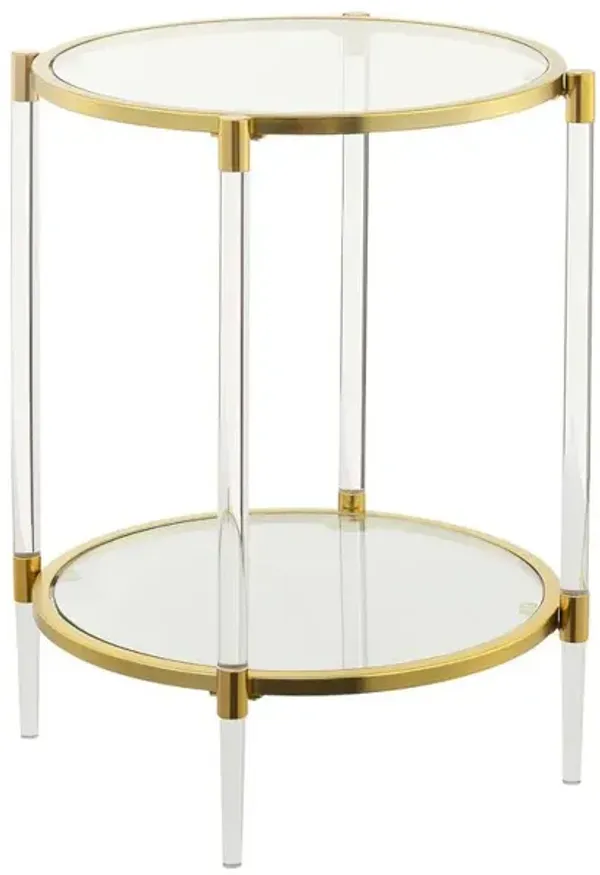 Convenience Concepts Royal Crest Acrylic Glass End Table, Clear/Gold