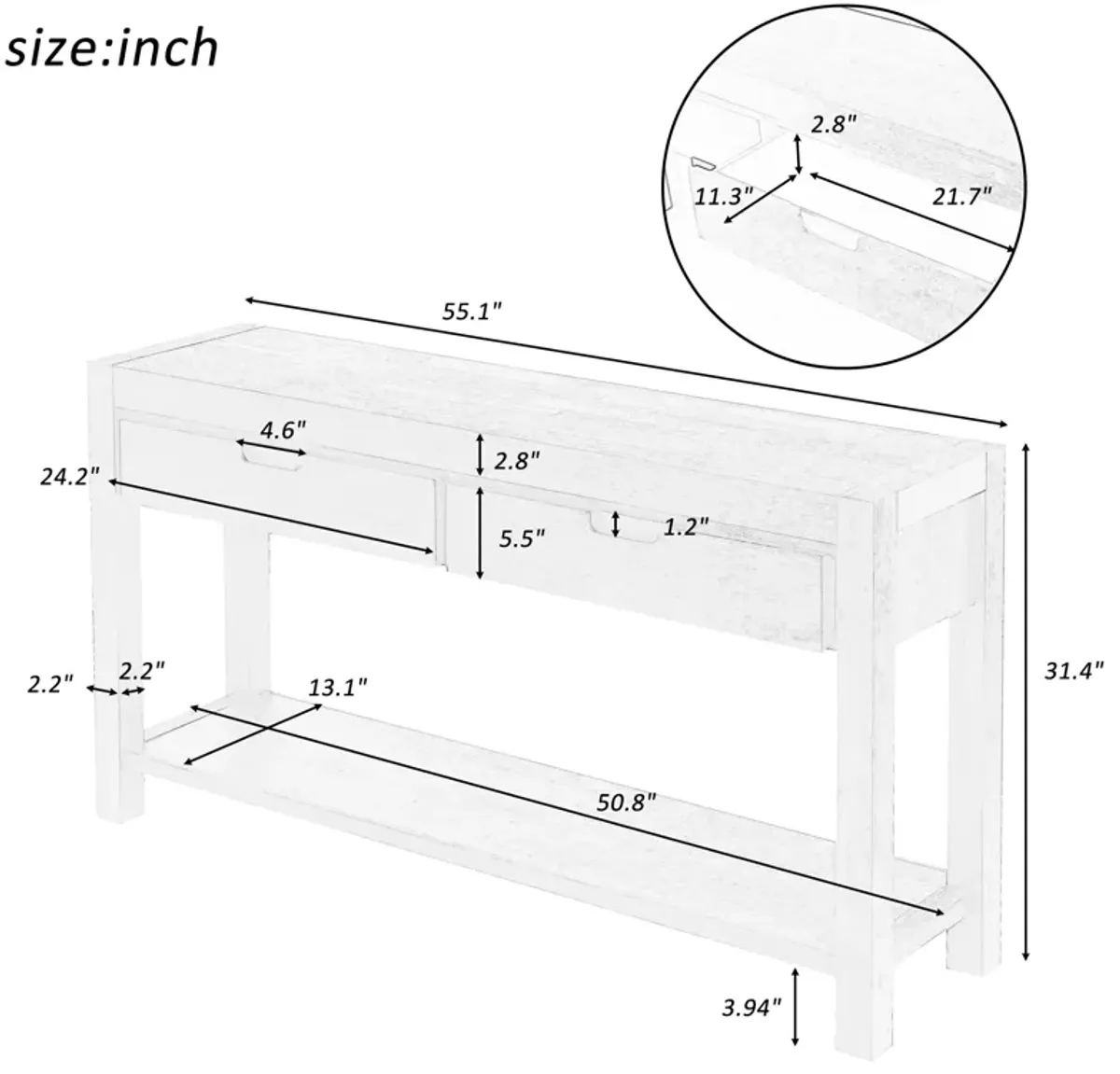 Merax Wooden Console Table  with 2 Drawers