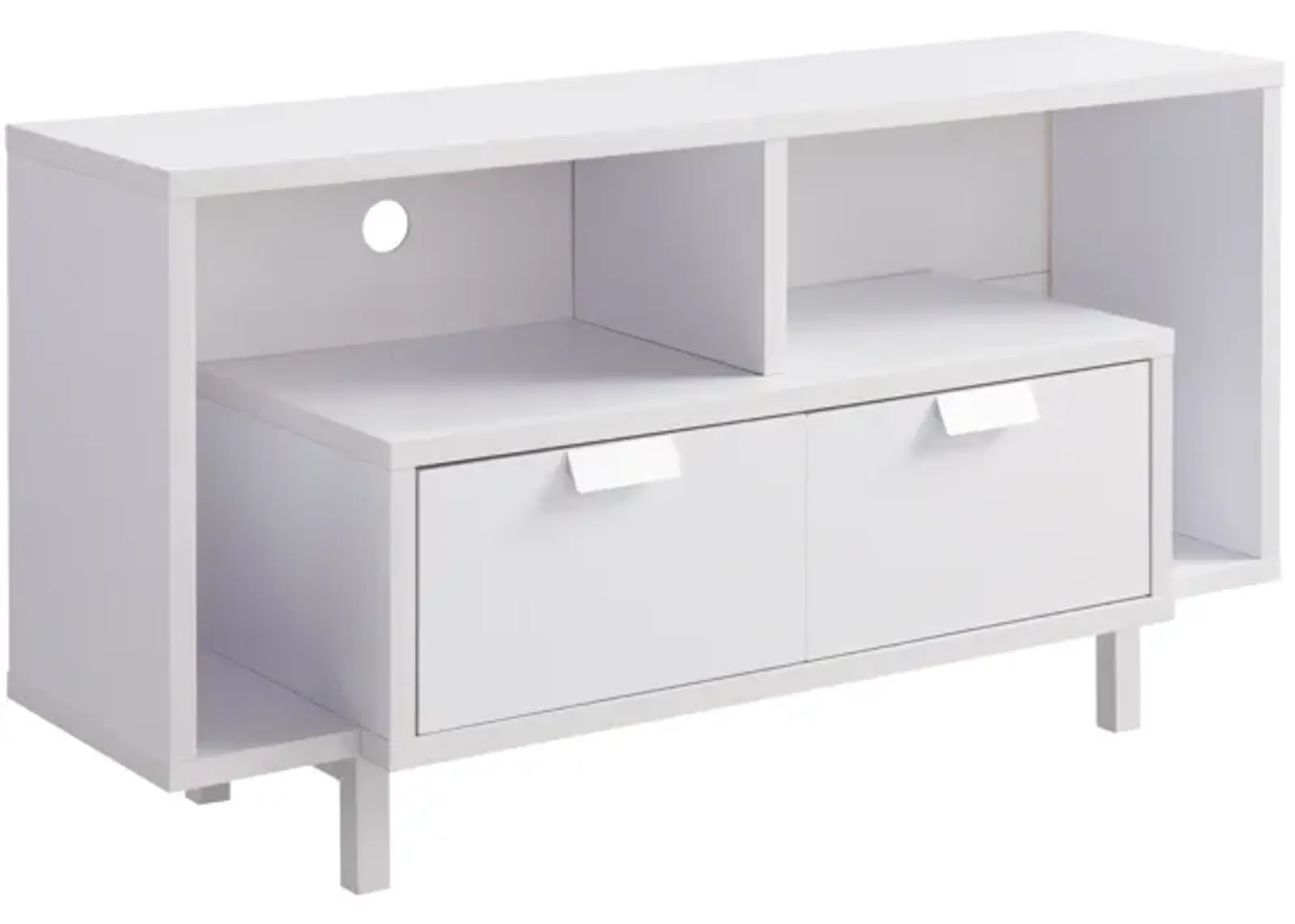 Jett 47 Inch TV Media Entertainment Console, 2 Drawers, 2 Shelves, White-Benzara