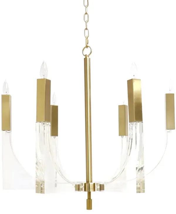 Pasargad Home Omeara Metal & Acrylic Chandelier Light, Clear Brass
