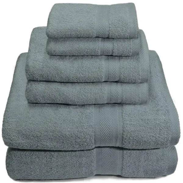 Plazatex Cozy Home 100% Cotton Towel Set - 6 Piece - 56"x56", Gray