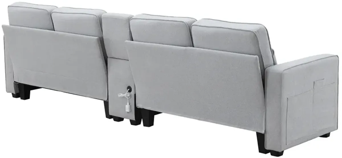 Merax Upholstered Sectional Sofa with Console