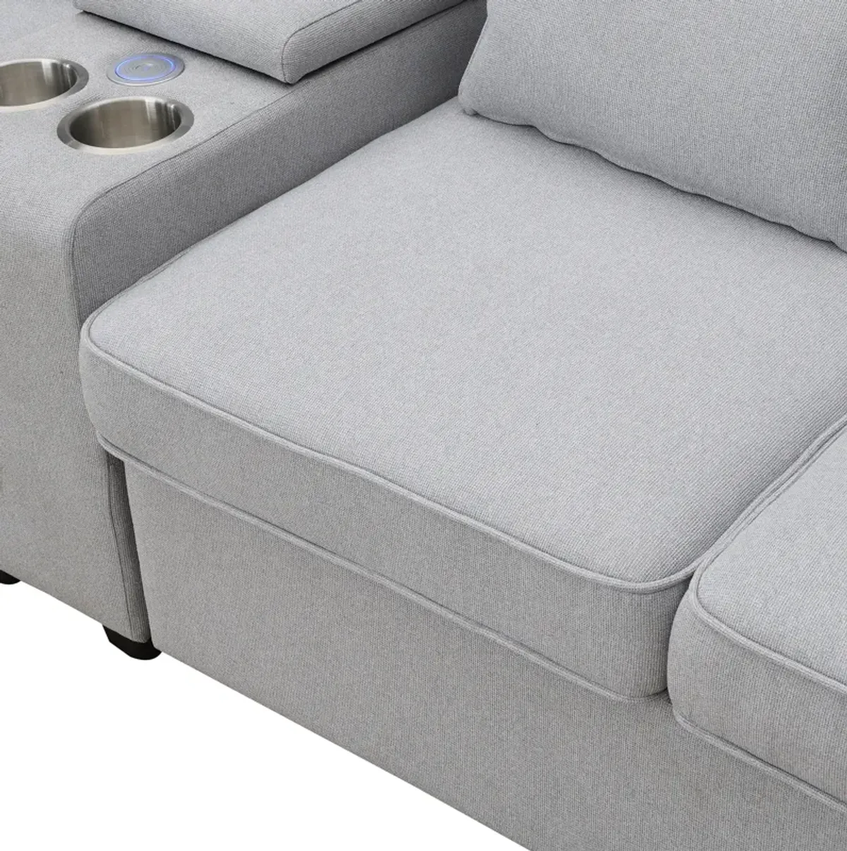 Merax Upholstered Sectional Sofa with Console