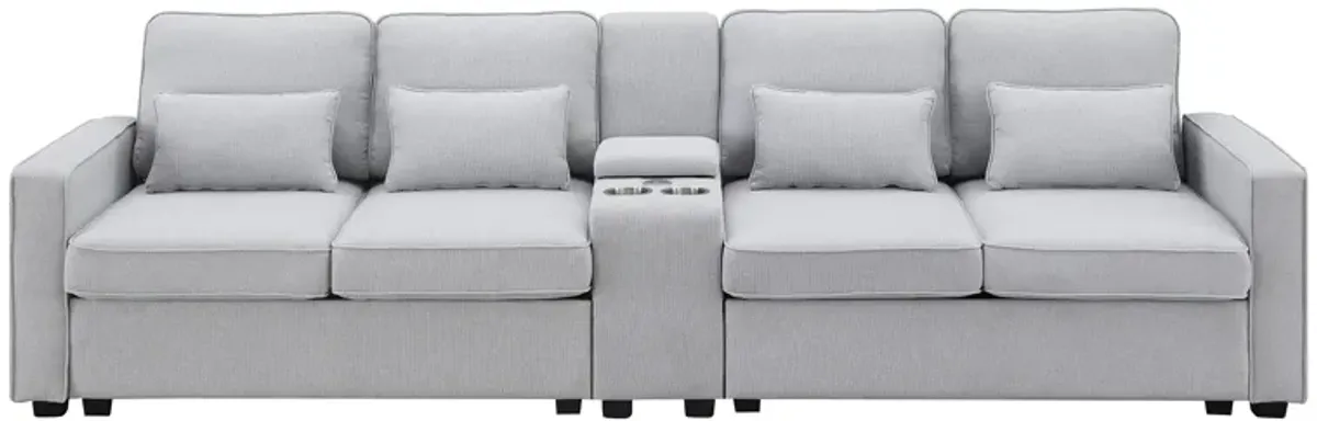 Merax Upholstered Sectional Sofa with Console