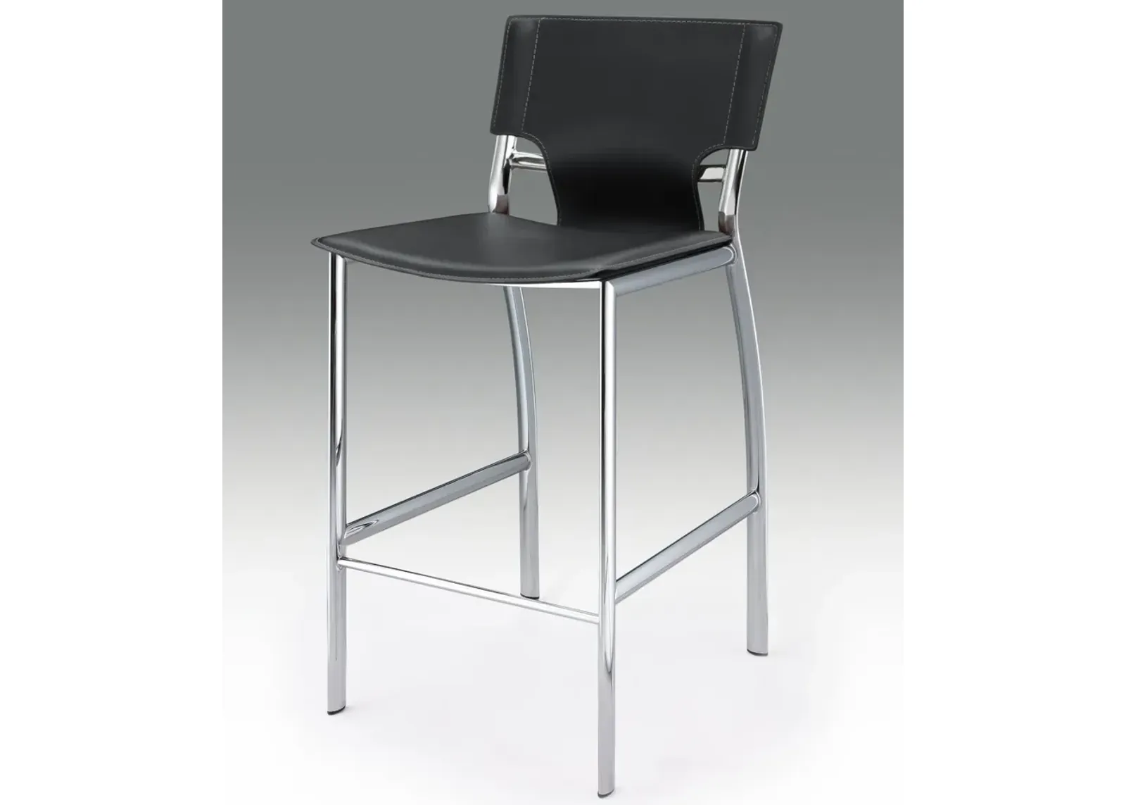 METAL BAR STOOL W/BLACK CUSHION, 29'' Seat High