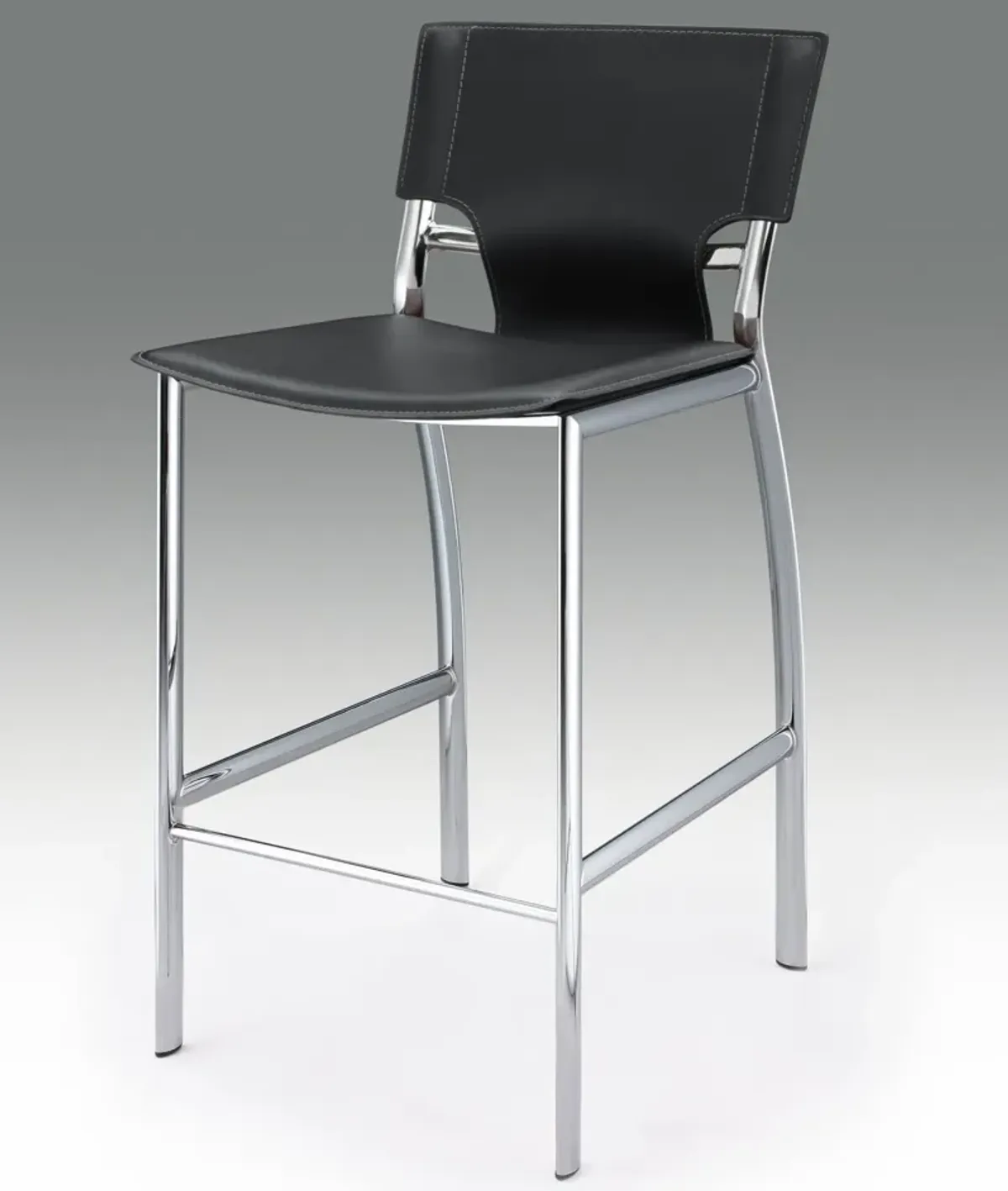 METAL BAR STOOL W/BLACK CUSHION, 29'' Seat High