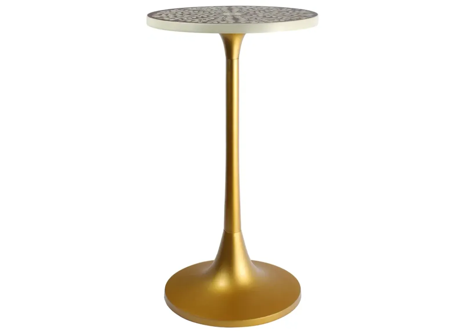 Nysha Modern Bohemian Metal/Resin Inlay Top End Table