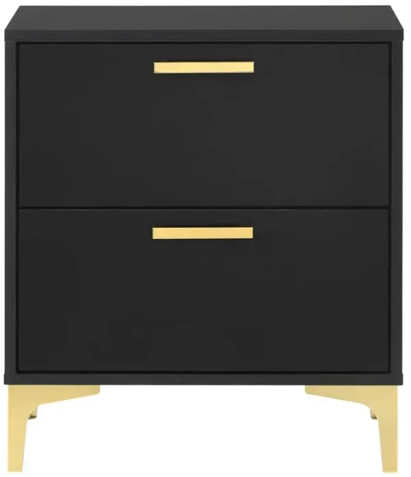 Kendall 2-drawer Nightstand Black and Gold