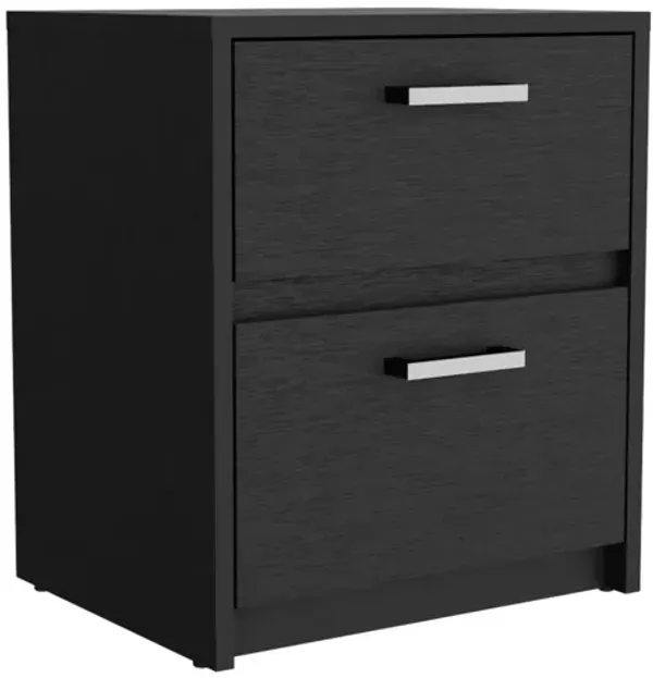 Bedroom Nightstand with Two Drawers – Stylish Faux Wood Bedside Table
