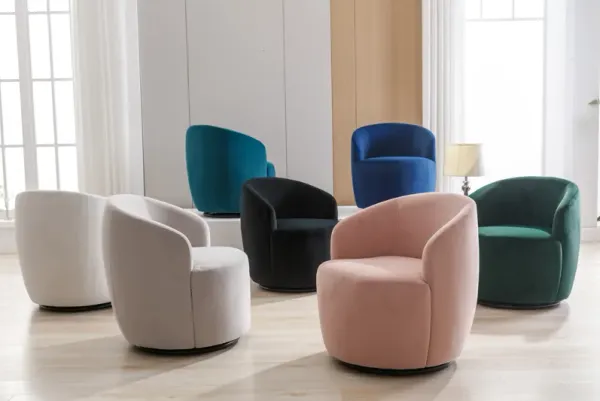 Streamdale Velvet Swivel Barrel Chair with Metal Ring