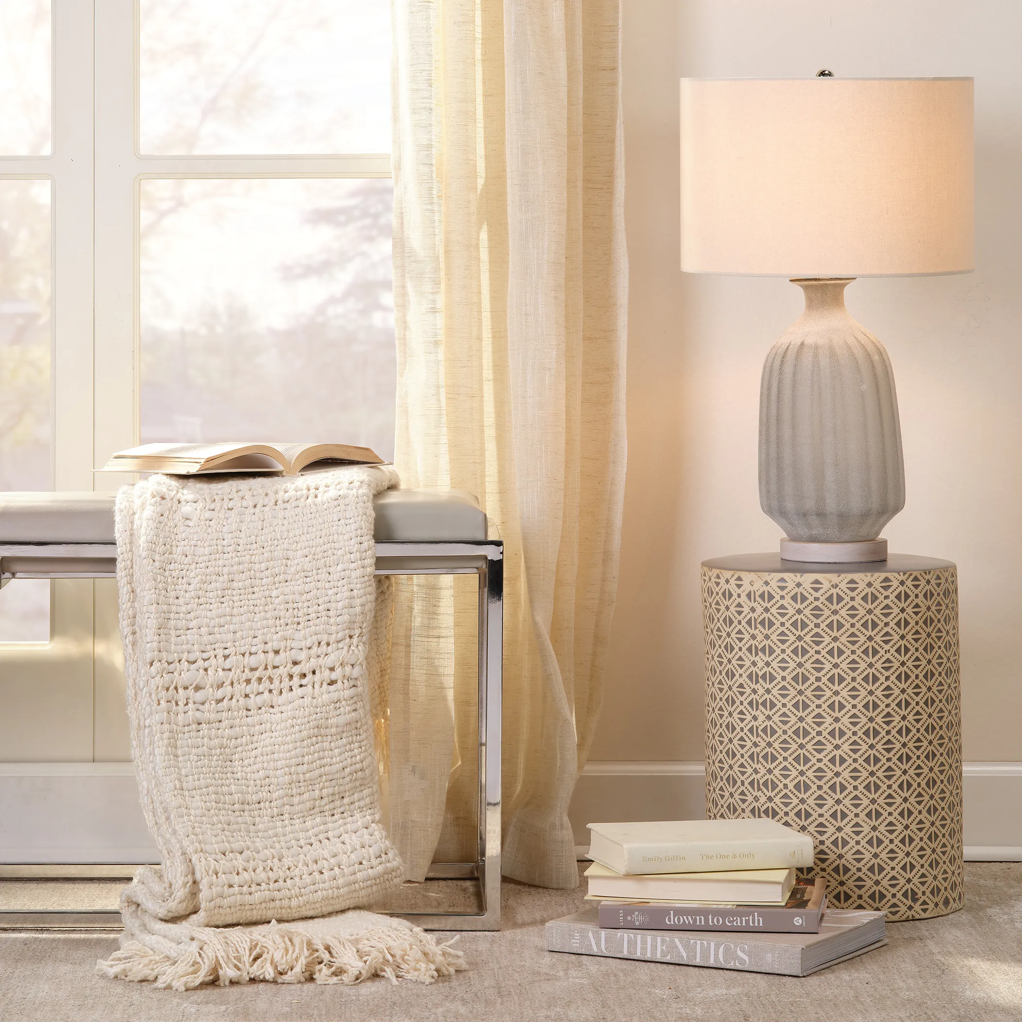 Grey Frosted Glass Table Lamp